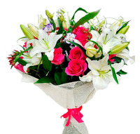 Букет из лилий и роз "Райский сад"