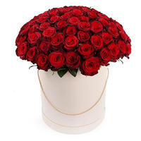 Розы в шляпной коробке "Моя любовь"