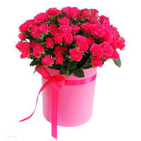 Розы в шляпной коробке "Розовый восторг"