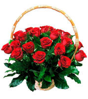 Корзина 25 алых роз